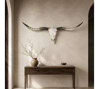 ZSCNYHMT Decoración de Pared cráneo Longhorn, Escultura de Cuernos de Toro Falsos Estilo Western Cowboy, Arte en Resina Hecho a Mano para salón, Bar, Granja