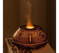 ZSETG Humidificador De Aromaterapia Activado por Llama, Depósito De Agua De 130 Ml, Luz Ambiental De 7 Colores, para Hogares, Oficinas Y Estudios De Yoga; Mejora La Calidad del Aire Black