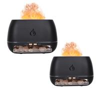 ZSETG Humidificador De Aromaterapia con Forma De Llama, Depósito De Agua De 200 Ml, Luz Ambiental De 7 Colores, para El Hogar Y La Oficina, Mejora La Calidad del Aire, Paquete De 2 Black