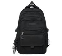 ZSHDTKWB Mochilas Escolares Mochilas Escolares Simples De Colores Mochilas Escolares Jóvenes Mochilas De Viaje De Gran Capacidad Mochilas Escolares De Lona-Negro-con Colgante (Aleatorio)