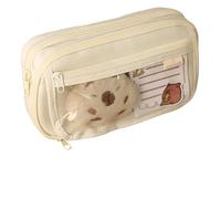 ZSHDTKWB Pencil Case Bolsa De Lápiz De Gran Capacidad Capybara Bolsa De Papelería De Papelería con Broches Pegatinas Clips Keychains Case De Lápiz-Blanco