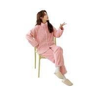 ZSHDTKWB Pijama Mujer Invierno Súper Suave Pareja Pijama Invierno Y Pesado Color De Franela De Coral Traje para El Hogar Hombres Mujeres Acogedoras-Rosa De Pasta-XXXL