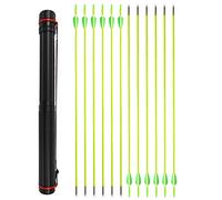 ZSHJG 12pcs Flechas de Fibra de Vidrio de Tiro Con Arco 31 Pulgadas Spine 900 Con Carcaj para Compuesto Recorvar Arco (Verde 2 / Flecha + Carcaj)