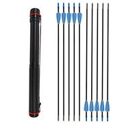 ZSHJG 12pcs Flechas de Fibra de Vidrio de Tiro con Arco de 31 Pulgadas Spine 900 Flechas de Caza con Carcaj de Flecha para Compuesto Recorvar Arco (Azul/Flecha + Carcaj)