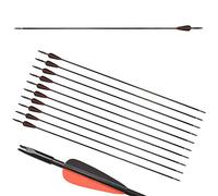 ZSHJG 12pcs Flechas de Fibra de Vidrio de Tiro con Arco de 31 Pulgadas Spine 900 Flechas de Caza con Carcaj de Flecha para Compuesto Recorvar Arco (Negro + Rojo)