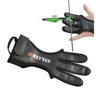 ZSHJGJR Guante de Tiro con Arco 3 Dedos de Protector Equipo de Protección de Tiro de Cuero Pestaña de Dedo Transpirable para Tiro con Arco Accesorio de Arco de Caza (M)