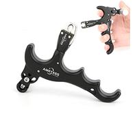 ZSHJGJR Tiro con arco compuesto Bow Release Aids 4 dedos de aleación de aluminio Compound Bow Release Sensibilidad Ajustable Pinza 360 grados Abrazadera Cabeza