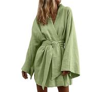 Zshosam Vestido de verano para mujer, elegante, bohemio, vestido de playa, cárdigan de punto monocolor, algodón suelto, blusa de longitud media, falda con tirantes, abrigo de algodón y camisas de