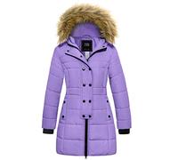 ZSHOW Abrigo Cálido Antiviento para Niña Largo Invierno Chaqueta Acolchada de Algodón Invierno al Aire Libre Parka Resistente al Agua para Niñas Taro Púrpura 152-158