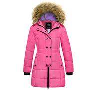 ZSHOW Abrigo Cálido Antiviento para Niña Largo Invierno Chaqueta Acolchada de Algodón Invierno al Aire Libre Parka Resistente al Agua para Niñas Rosa 140-146