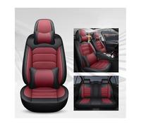 ZSHYTWE Fundas Asiento Coche para Ford para Focus MK2 para Edge para Explorer para Ecosport para Escape Funda Asiento Automóvil Cuero Cubre Asiento Coche(Black Red+Cushion)