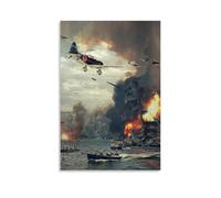 ZSJUMK Attack on Pearl Harbor- Murales de lona impermeables, resistentes a los arañazos, resistentes a los rayos UV, elegante decoración para el hogar y la oficina, diseño clásico y moderno, estilo