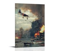 ZSJUMK Attack on Pearl Harbor- Murales de lona impermeables, resistentes a los arañazos, resistentes a los rayos UV, elegante decoración para el hogar y la oficina, diseño clásico moderno, estilo