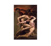 ZSJUMK Dante y Virgilio en el Infierno William Bouguereau Murales de lona impermeable, resistente a los arañazos, resistente a los rayos UV, elegante decoración para el hogar y la oficina, diseño