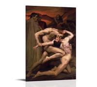 ZSJUMK Dante y Virgilio en el Infierno William Bouguereau Murales de lona impermeable, resistente a los arañazos, resistente a los rayos UV, elegante decoración para el hogar y la oficina, diseño