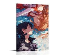 ZSJUMK Sword Art OnlineLienzo mural impermeable, resistente a los arañazos, resistente a los rayos UV, elegante decoración para el hogar y la oficina, diseño clásico moderno, estilo marco, 50 x 75 cm