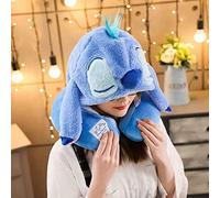ZSJZSJ Almohada cervical en forma de U con lindo animal de dibujos animados 2 en 1 gorra acogedora almohada de viaje de algodón, alivio del estrés de la cabeza avión hogar asiento de coche oficina