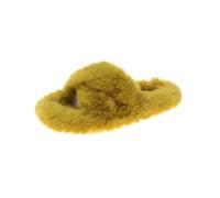 ZSLFCBD Zapatillas Mujer Gruesas De Una Palabra A La Moda, Informales Algodón para El Hogar Mujer, Planas con Correas Cruzadas-amarillo-39