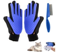 ZSMJAER 2 Piezas Guante de cepillado para mascotas,Cepillo Suave y masajeador para la eliminación del Pelo de los Animales domésticos,Efecto Relajante (azul)