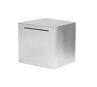 ZSooner Hucha de acero inoxidable, caja de dinero que no se puede abrir, caja de ahorro de dinero segura para adultos y niños, debe romperse para abrir (12 x 12 x 12 cm)