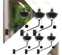 ZSPENG Paquete de 6 antorchas de citronela, linternas de jardín de metal montadas en la pared de 23 onzas, fácil instalación y recarga, linterna de metal para decoración de interiores o exteriores