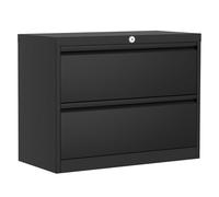 Zstar 2-Drawer File Cabinet with Lock, Metal Lateral Filing Cabinets for Letter/Legal Size Documents, Heavy Duty File Storage for Home Office, Black