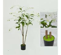 Zstar Árbol de jasmín Artificial de 150 cm, Gran árbol de jasmín Artificial con Flores y Hojas en Flor, Planta Artificial en Maceta, Plantas Artificiales Grandes para el hogar, Oficina, jardín