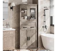 Zstar Armario Alto Vintage Mueble Gris Almacenaje Hogar 170cm | Diseño gris retro con estructura sólida, múltiples baldas aprovechan espacio vertical, ordena dormitorio y salón