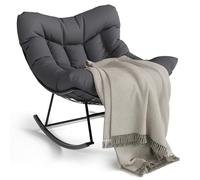 Zstar Silla De Balanceo Al Aire Libre Papasan Rocker De Patio De Gran Tamaño con Marco De Metal Robusto Estilo De Huevo De Ratán para Balcón Patio Trasero Porche 40 * 38 * 34in