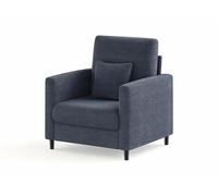 Zstar Sillón Decorativo Moderno De Medios De Siglo, Compacto 83 cm, Tapizado, Estructura De Madera Maciza, Asiento Individual Cómodo para Espacios Reducidos De Sala y Dormitorio, Azul grisáceo