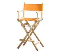 ZStyle Silla de director plegable ligera y portátil para oficina, hotel, restaurante, casa, porche, bar, maquillaje, madera de haya, tela alta, para maquillar (color natural - tela naranja)