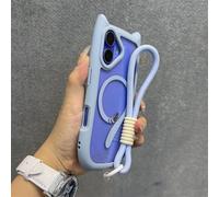 ZSUFCBF Funda con Orejas de Gato para iPhone 13, 14, 15, 16 Pro MAX, 11, 12, 15, 16 Plus, Transparente, con Correa de muñeca, Color Azul D, para iPhone 15 Plus