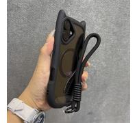 ZSUFCBF Funda con Orejas de Gato para iPhone 13, 14, 15, 16 Pro MAX, 11, 12, 15, 16 Plus, Transparente, con Correa de muñeca y Armadura de TPU, Color Negro D, para iPhone 12 Pro