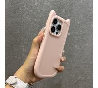 ZSUFCBF Funda de Silicona con Orejas de Gato 3D para iPhone 16, 15, 14, 13, 12, 11 Pro MAX y 16 Plus, Color sólido, a Prueba de Golpes, Color Rosa, para iPhone 11 Pro MAX