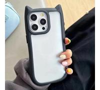 ZSUFCBF Funda de Silicona Suave con Orejas de Gato para iPhone 16, 15, 14, 13, 12, 11 Pro MAX, XR, X, XS MAX, Transparente, a Prueba de Golpes, Color Negro, para iPhone 14 Pro MAX