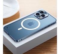 ZSUFCBF Funda magnética de aleación de Aluminio para iPhone 16, 15, 14, 13, 12 Pro MAX Plus, con Carga inalámbrica y Lente de Metal, a Prueba de Golpes, Color Azul D, para iPhone 13 U