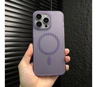 ZSUFCBF Funda magnética de Carga inalámbrica con diseño de Rayas onduladas de Lujo para iPhone 16, 15, 14, 13 y 12 Pro MAX, Mate, a Prueba de Golpes, T3, para iPhone 13 Pro