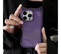 ZSUFCBF Funda Transparente con Orejas de Gato 3D para iPhone 11, 12, 13, 14, 15 y 16 Pro MAX, de Silicona Mate, a Prueba de Golpes, Morada, para iPhone 14