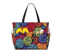 ZSUUGJ Balls Of Yarn - Bolsa de playa extragrande con bolsillos con cremallera, impermeable, a prueba de arena, para piscina, picnic, gimnasio y viajes