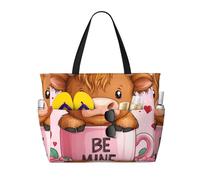 ZSUUGJ Be Mine Cow - Bolsa de playa extragrande con bolsillos con cremallera, impermeable, a prueba de arena, para piscina, picnic, gimnasio y viajes