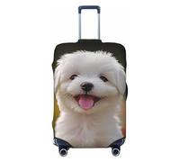 ZSUUGJ Bichon Frise Dog On The Grass - Protector de equipaje elástico, a prueba de polvo y resistente a los arañazos, funda de viaje, se adapta a maletas de 18 a 32 pulgadas, Black, M