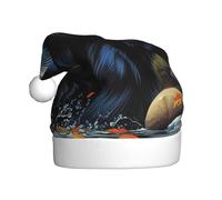 ZSUUGJ Black Bear In The Forest - Gorro de Papá Noel de felpa para adultos, sombrero de vacaciones suave con ribete blanco y pompón, accesorio festivo reutilizable para el hogar, la oficina y la