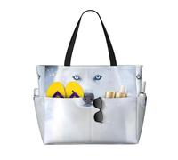 ZSUUGJ Blue Eyed White Husky - Bolsa de playa extragrande con bolsillos con cremallera, impermeable, a prueba de arena, para piscina, picnic, gimnasio y viajes