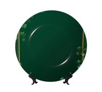 ZSUUGJ Border Clover - Plato decorativo de porcelana con soporte y gancho, adorno de pared y mesa, ideal para sala de estar, estudio, 8 pulgadas/10 pulgadas