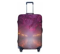 ZSUUGJ Cherry Blossom Lane - Protector elástico para equipaje, resistente al polvo y a los arañazos, se adapta a maletas de 18 a 32 pulgadas, Black, S