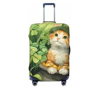 ZSUUGJ Clover Cat - Protector de equipaje elástico, a prueba de polvo y resistente a los arañazos, se adapta a maletas de 18 a 32 pulgadas, Black, L