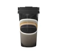 ZSUUGJ Coffee Beans & Cup - Taza de café aislada con anillo de transporte retráctil, tapa a prueba de fugas de una sola presión, taza térmica de viaje de acero inoxidable 304