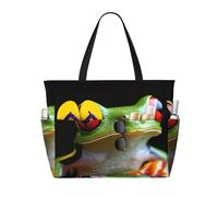 ZSUUGJ Cute Frog - Bolsa de playa extragrande con bolsillos con cremallera, impermeable, a prueba de arena, para piscina, picnic, gimnasio y viajes