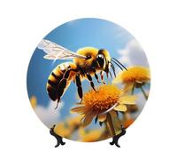 ZSUUGJ Daisy Honey Prints - Plato decorativo de porcelana con soporte y gancho, adorno de pared y mesa, ideal para sala de estar, estudio, 8 pulgadas/10 pulgadas