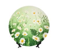 ZSUUGJ Daisy Meadow - Plato decorativo de porcelana con soporte y gancho, adorno de pared y mesa, ideal para sala de estar, estudio, 8 pulgadas/10 pulgadas